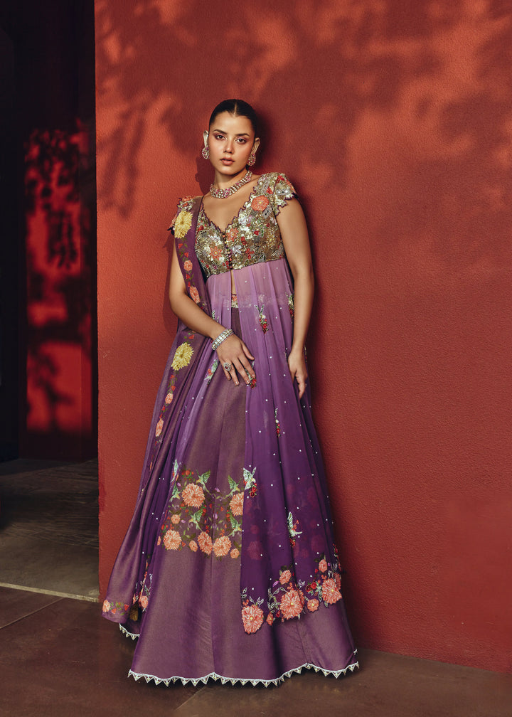 Mridula Purple Ombre Overlay Set