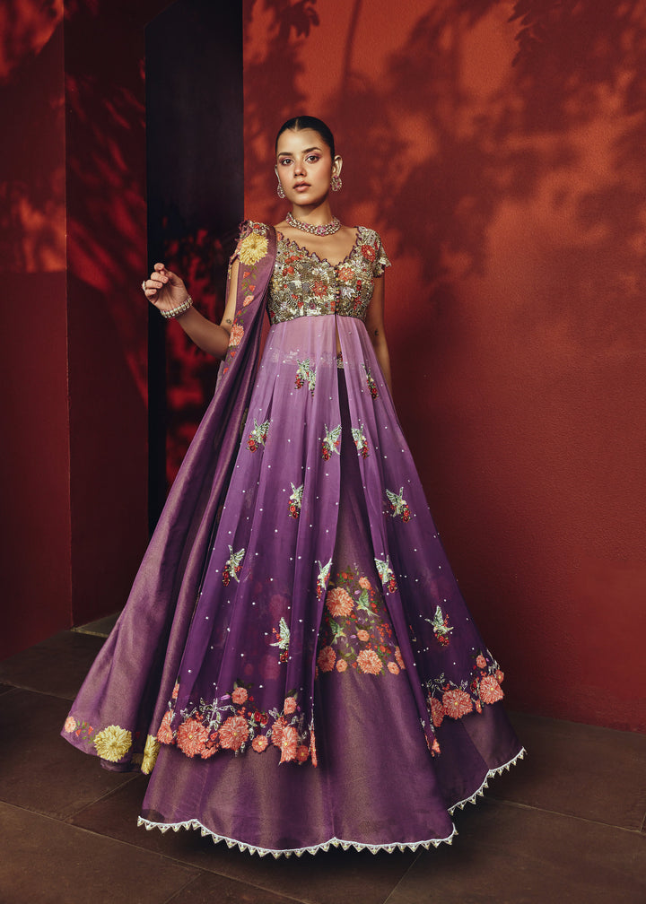 Mridula Purple Ombre Overlay Set