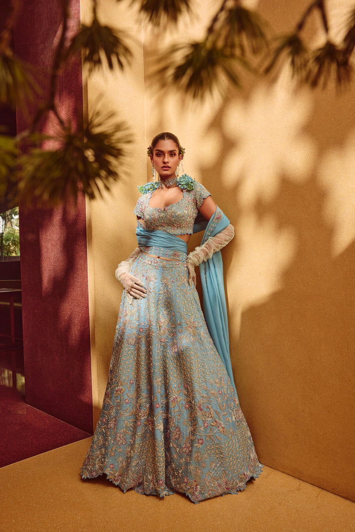 Afsana powder blue Lehanga set
