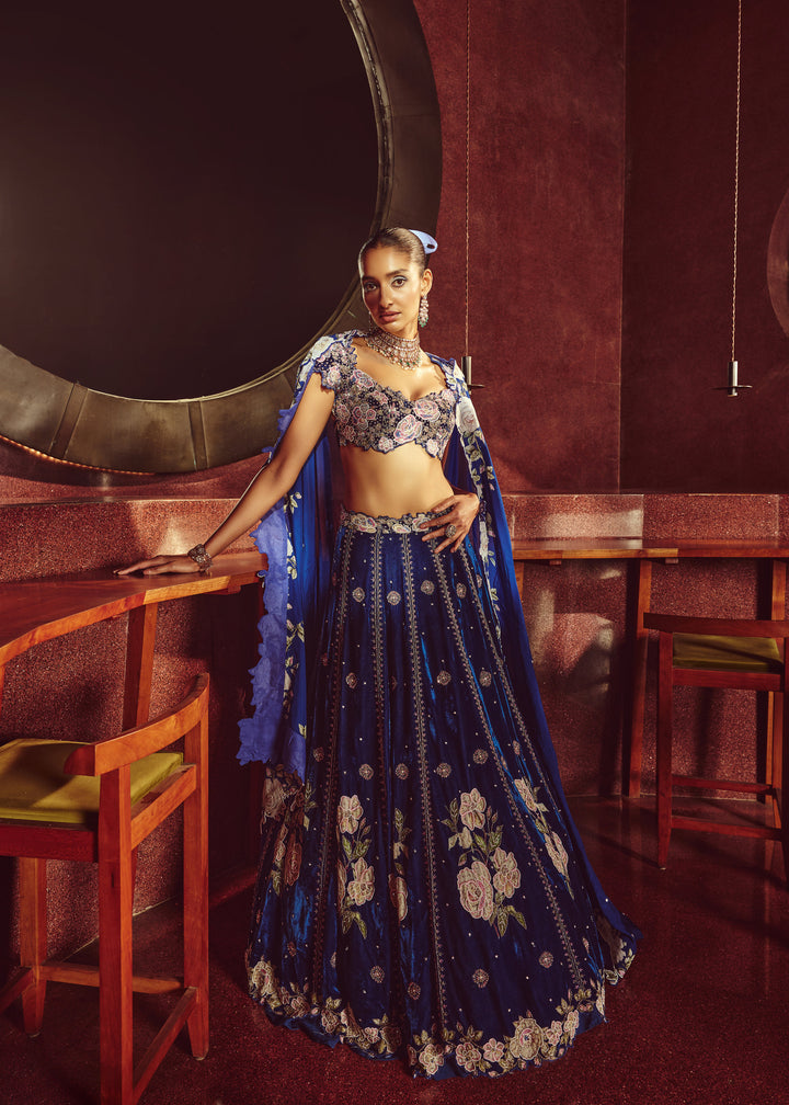 Nevara Velvet Royal Blue Lehanga Set