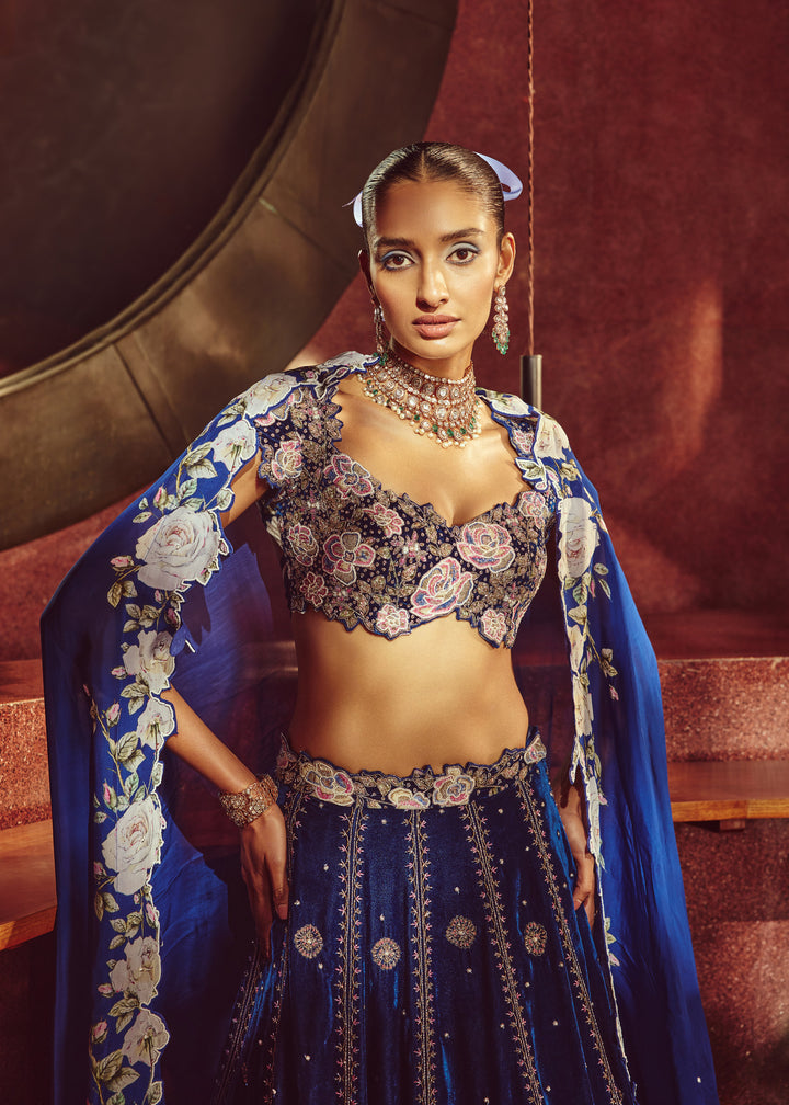 Nevara Velvet Royal Blue Lehanga Set