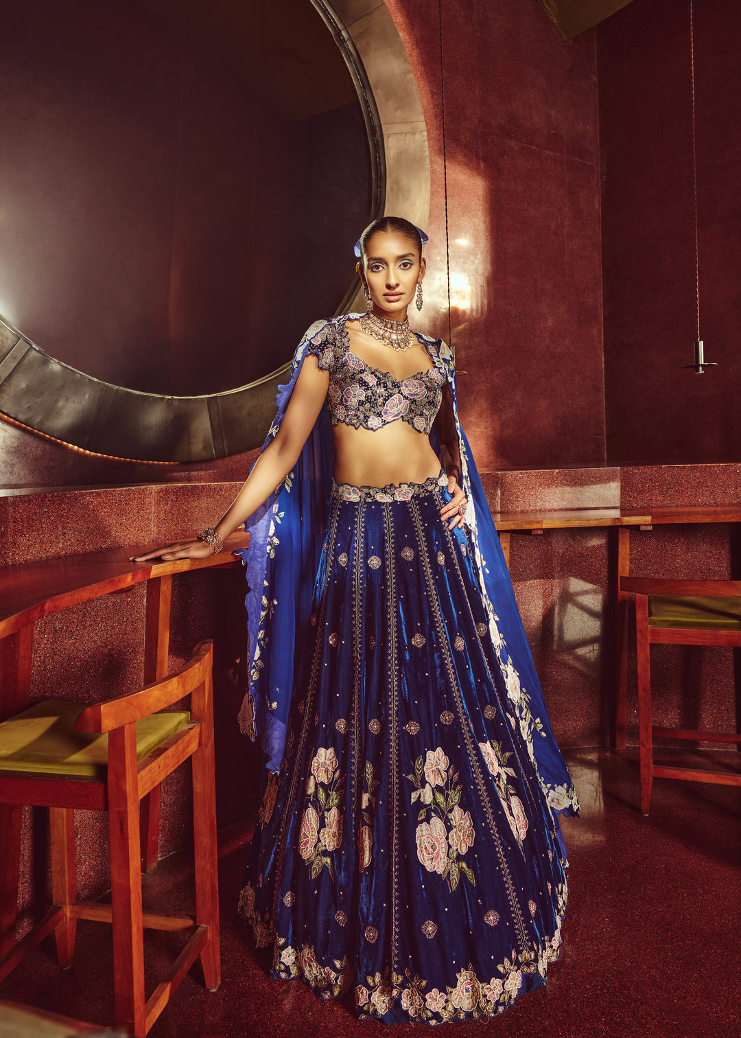Nevara Velvet Royal Blue Lehanga Set