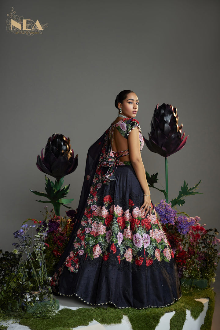 Phoolbhag black Lehenga
