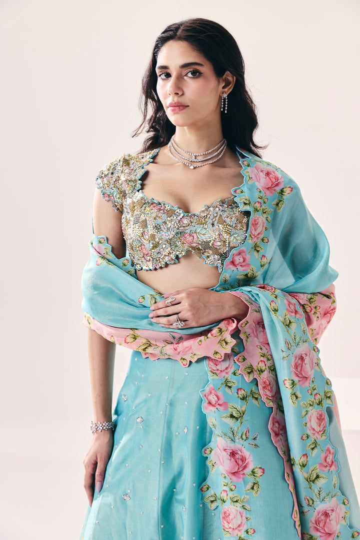 Meher Blue Pink Lehenga Set