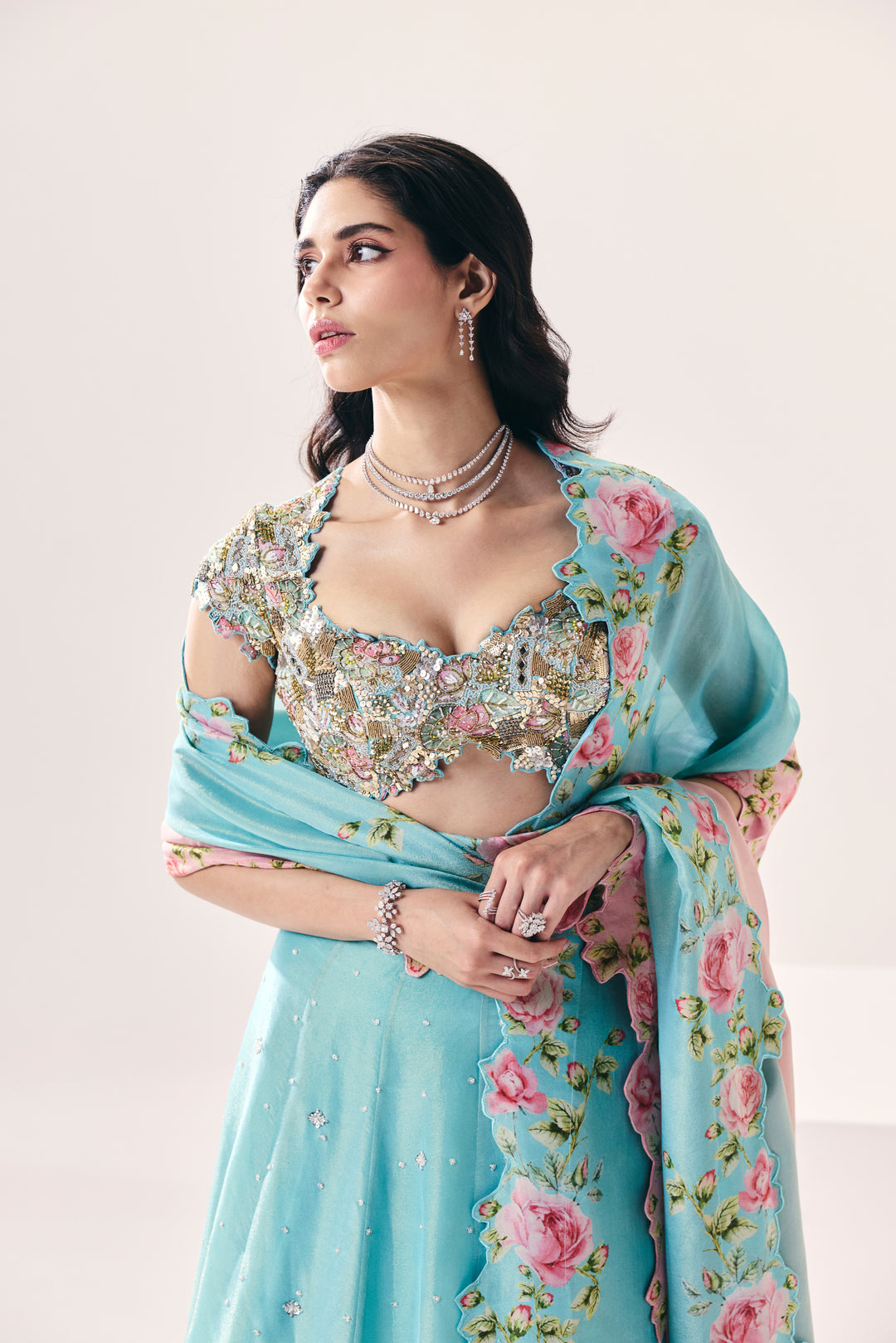 Meher Blue Pink Lehenga Set