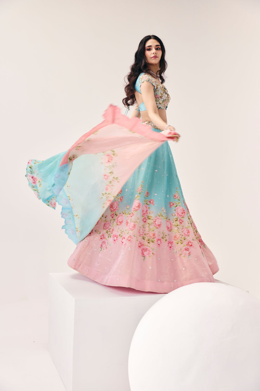 Meher Blue Pink Lehenga Set