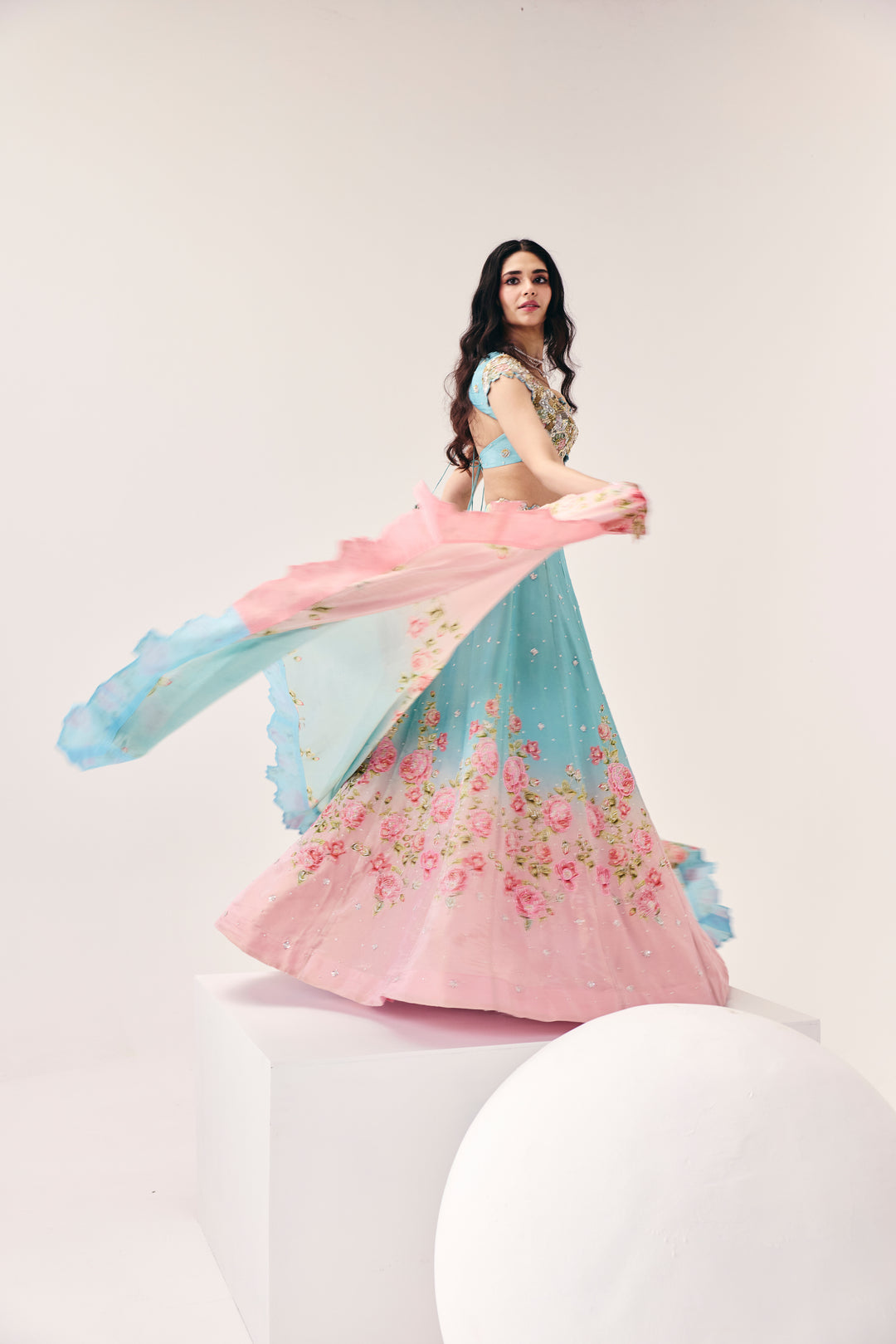 Meher Blue Pink Lehenga Set