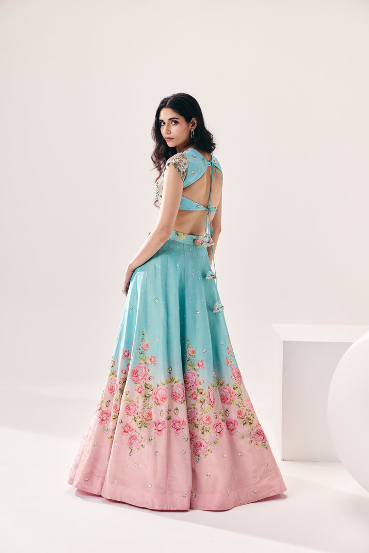 Meher Blue Pink Lehenga Set