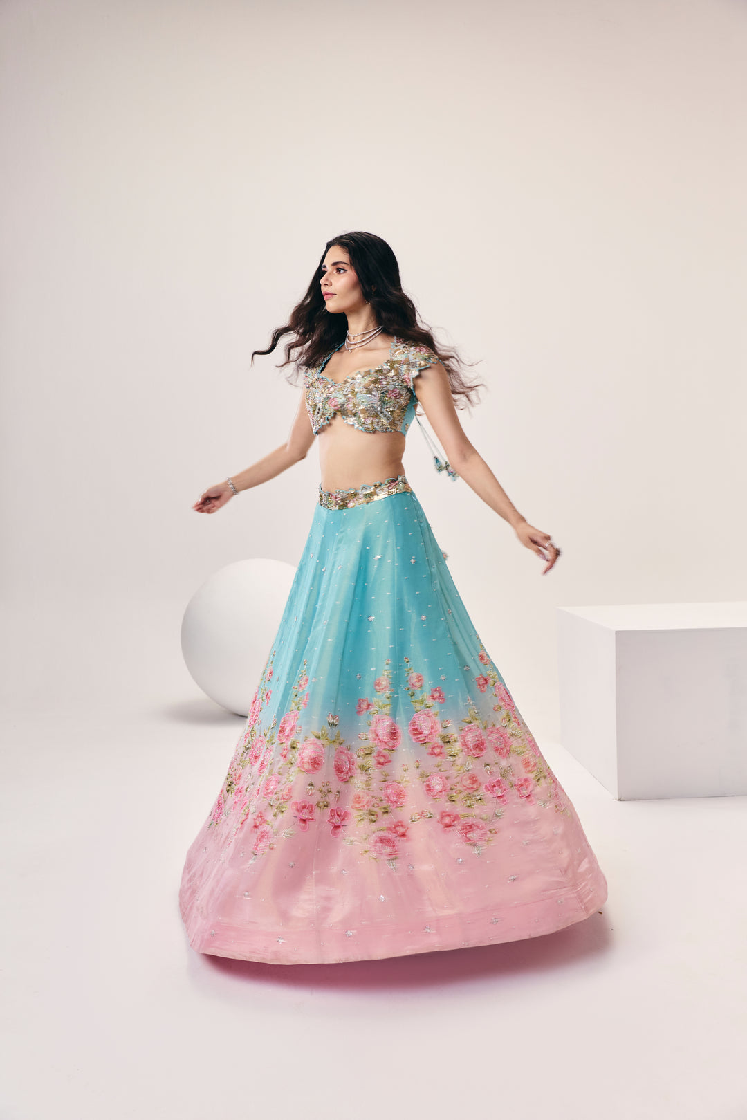 Meher Blue Pink Lehenga Set