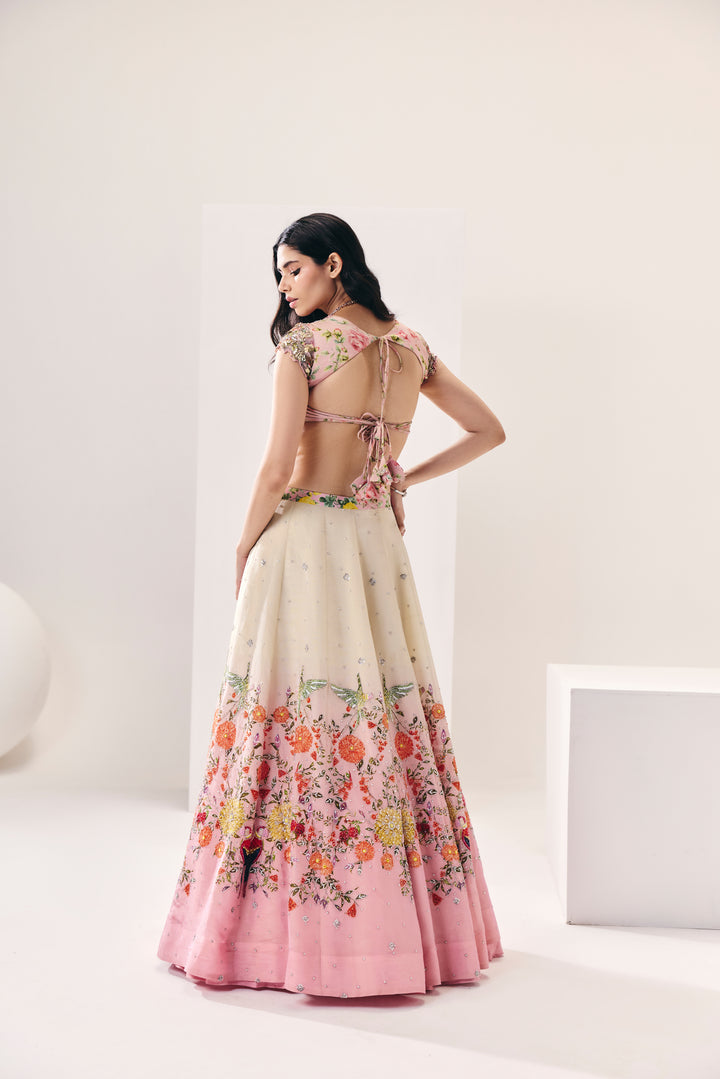 Abroo White And Pink Lehenga Set