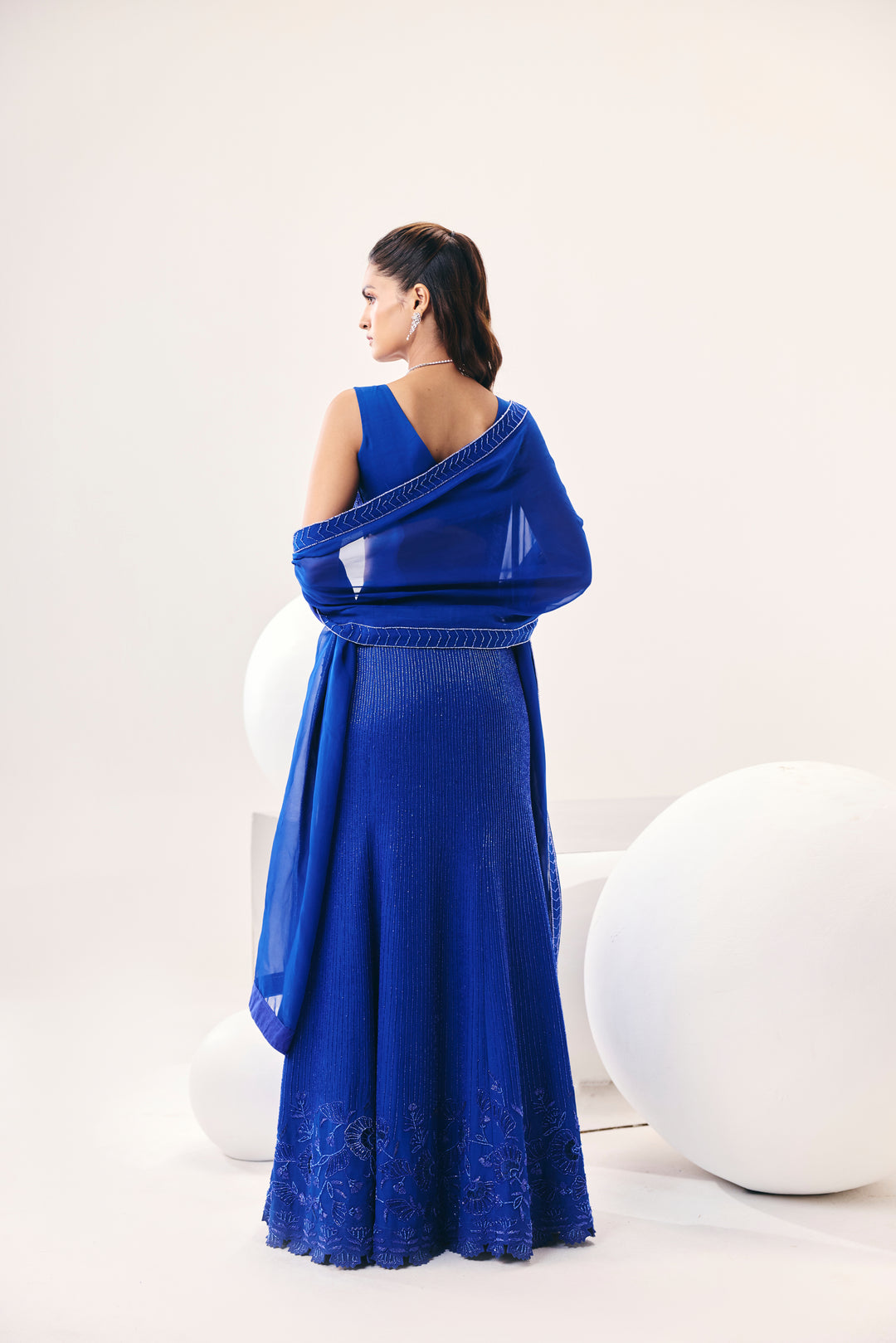 Vasudha Blue Fish Cut Lehenga Set
