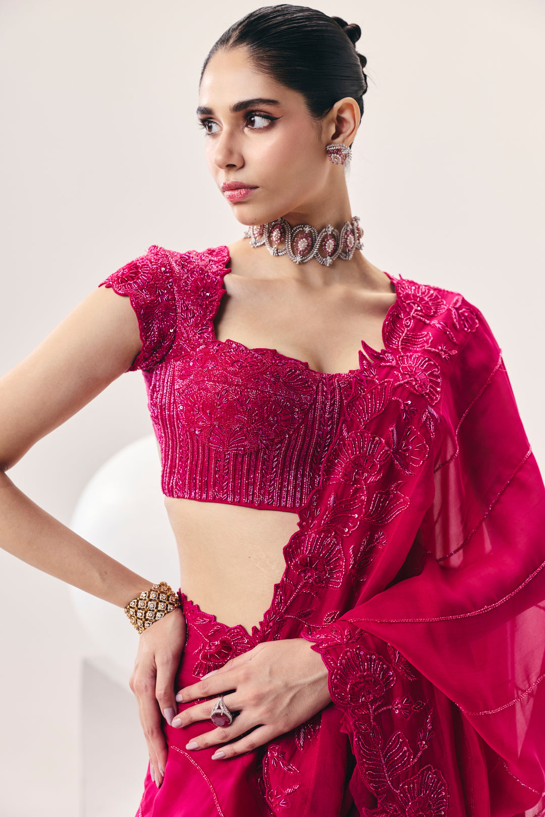 Vasudha Pink Saree Set