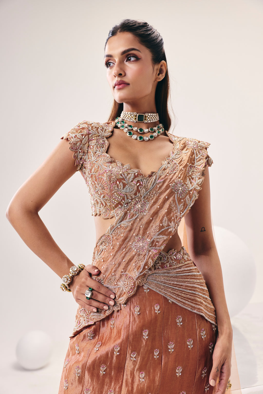 Tarini Rose Gold Fish Cut Lehenga Set