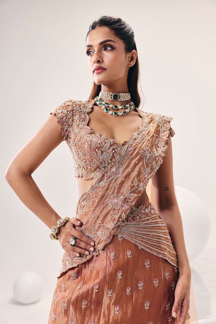 Tarini Rose Gold Fish Cut Lehenga Set