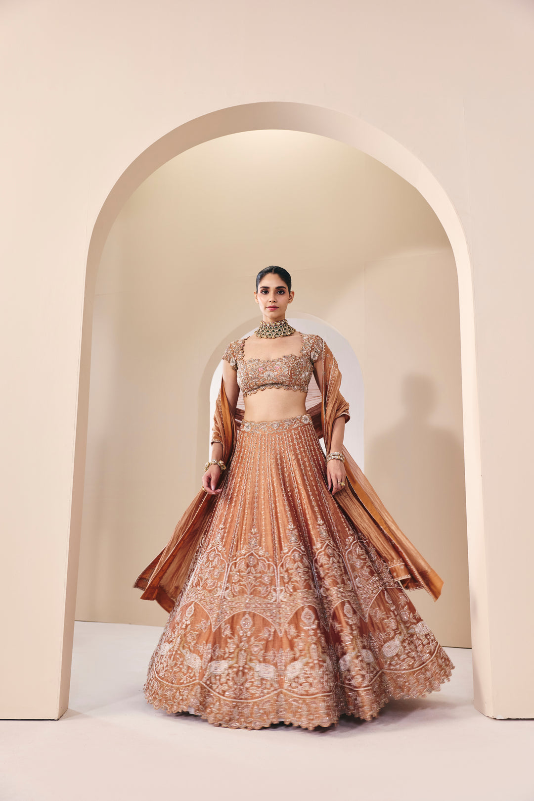 Tarini Rose Gold Lehenga Set