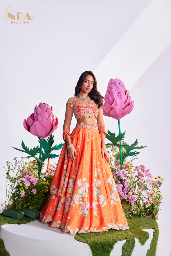 Orange Lehenga Set