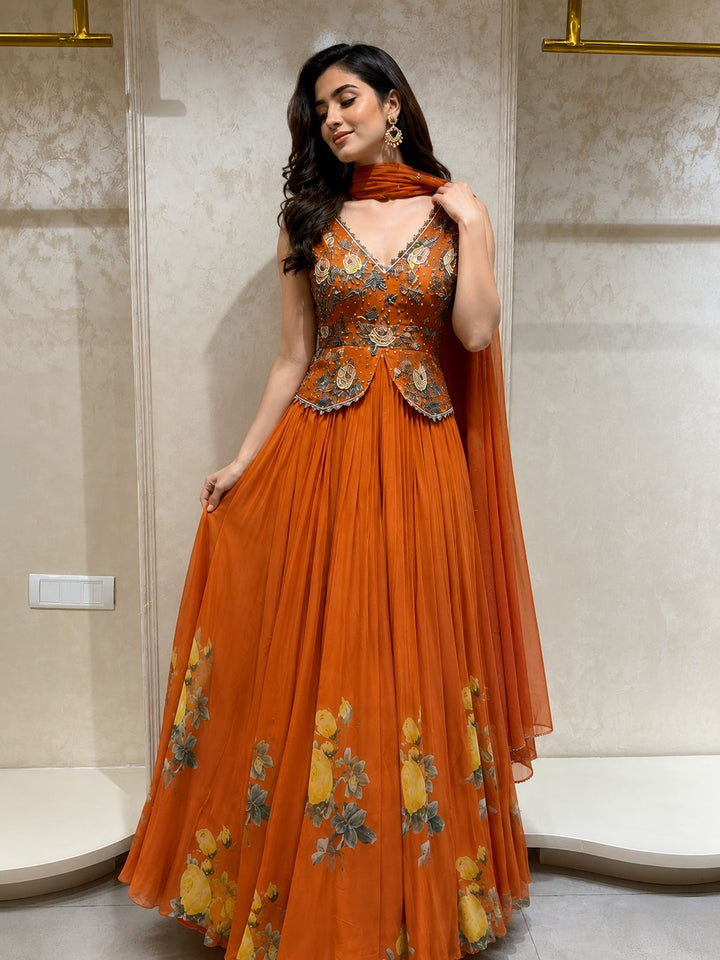 Neel Kamal Orange Gown