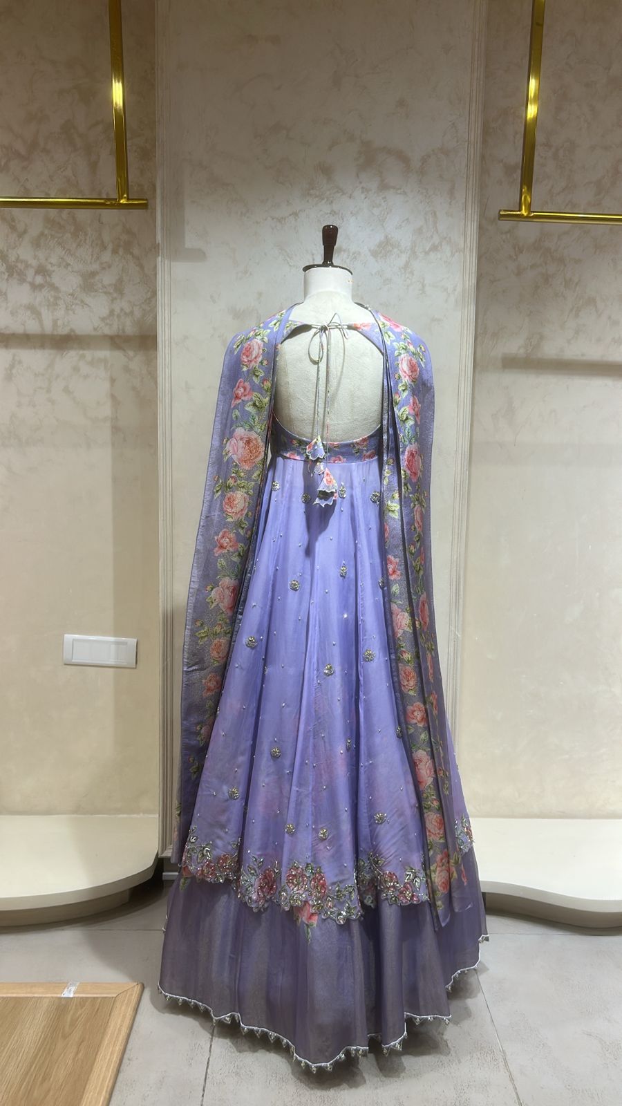 Lavender Peonies Overlay Lehanga Set