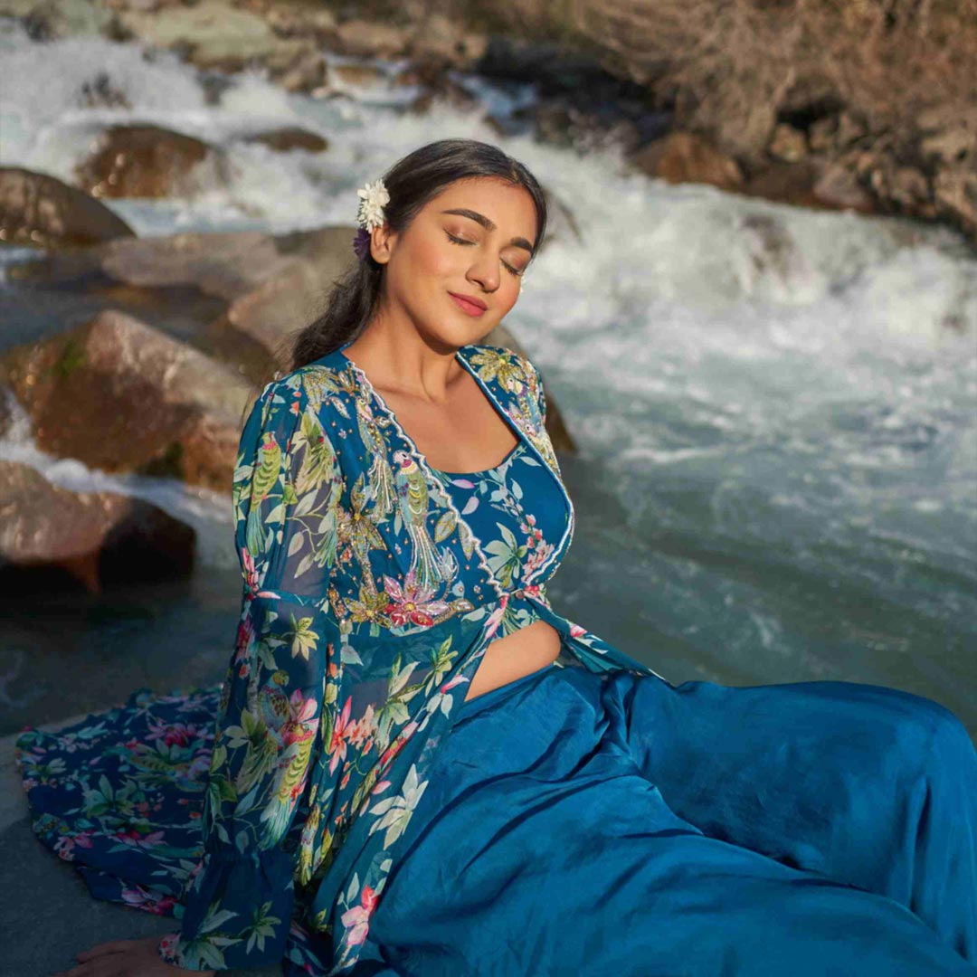 Guldasta Navy Blue Sharara Set
