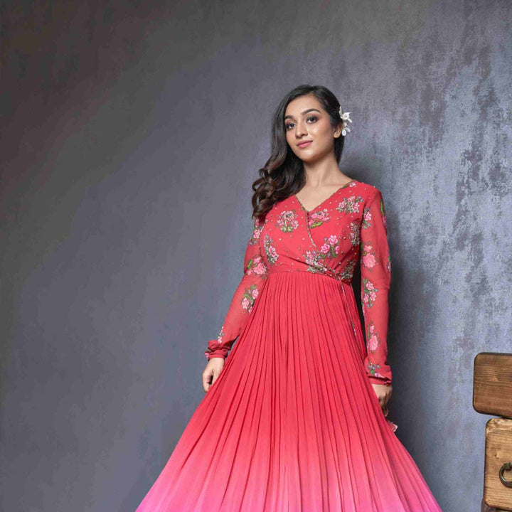 Guldasta Red Ombre Gown